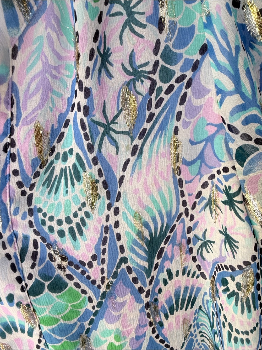 Lilly Pulitzer Tails of the Sea Elenora Silk with Metallic Details Top - Picture 3 of 9